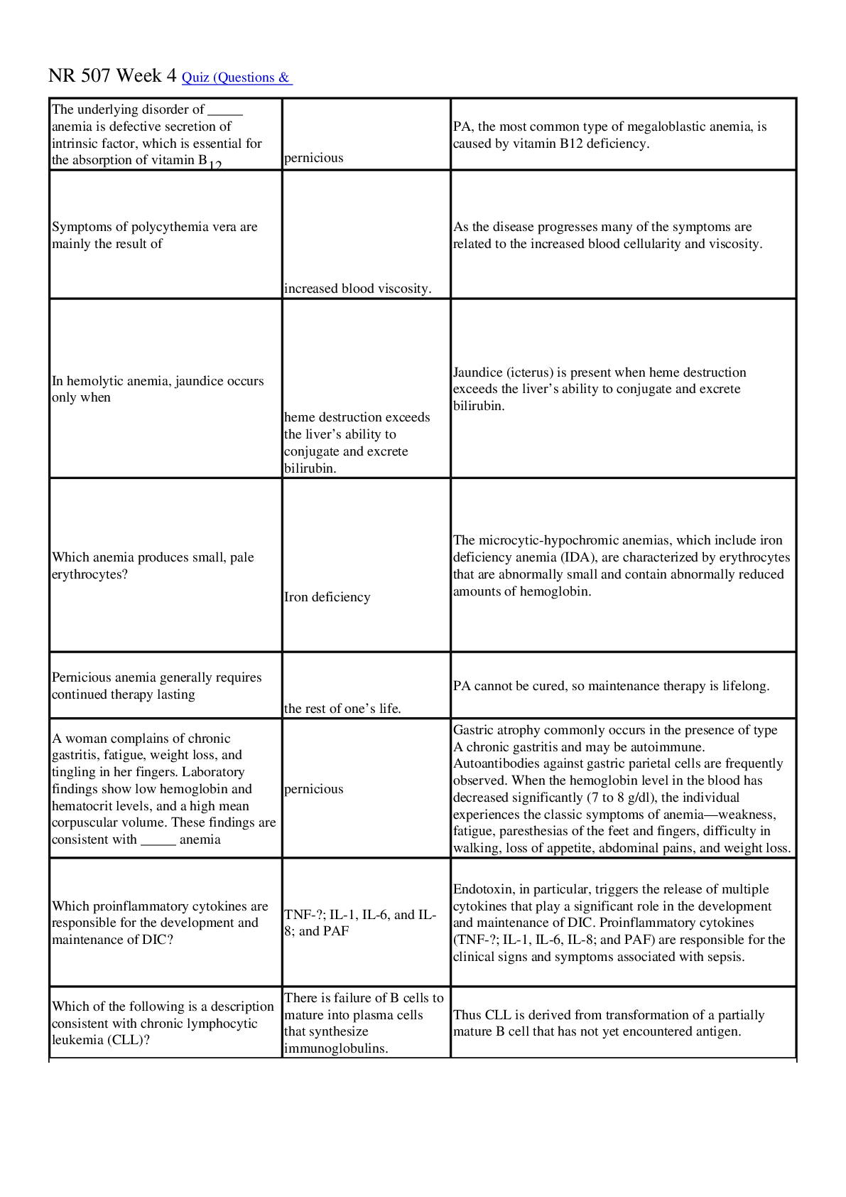 Preview image for NR 507 Week 4 Quiz - Questions & Answers